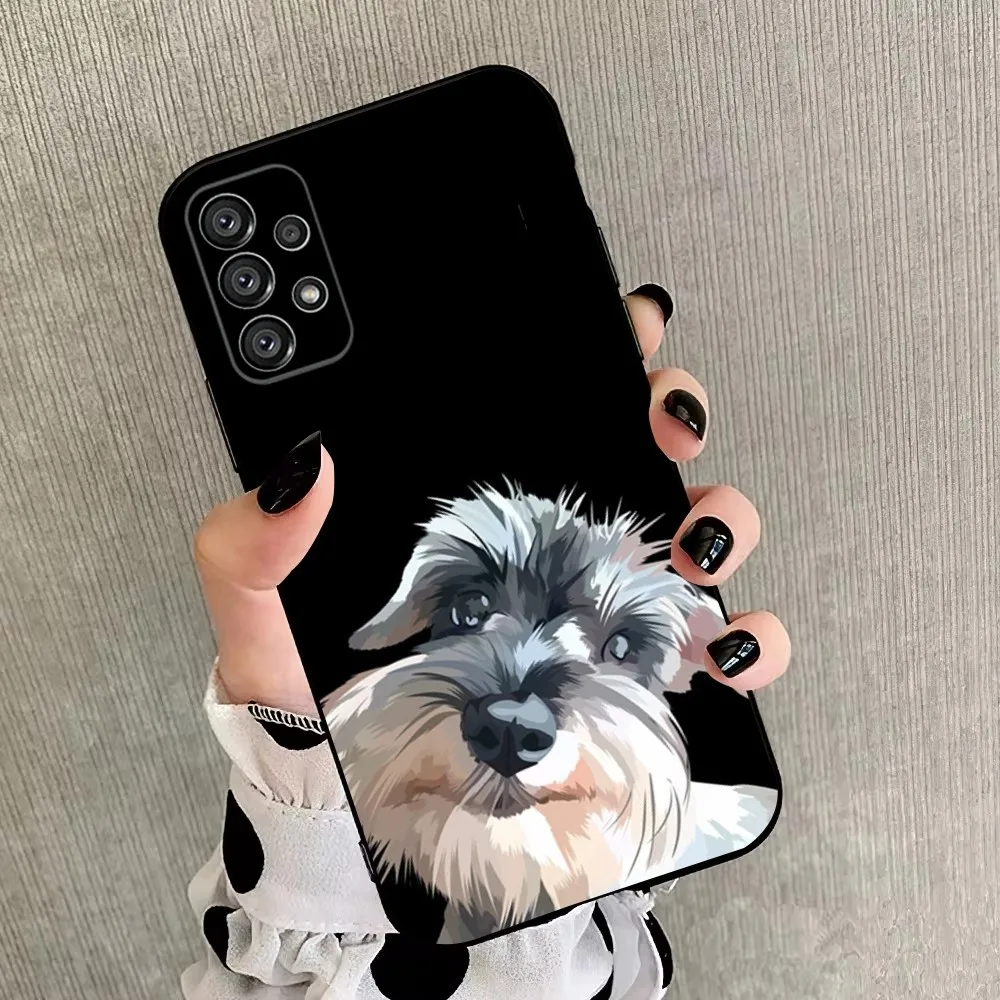 Cartoon Schnauzer Dog Cute Phone Case For Samsung Galaxy A20,A21s,A22,A31,A32,A52,A53,A72,73,A80,A91 Soft Black Cover