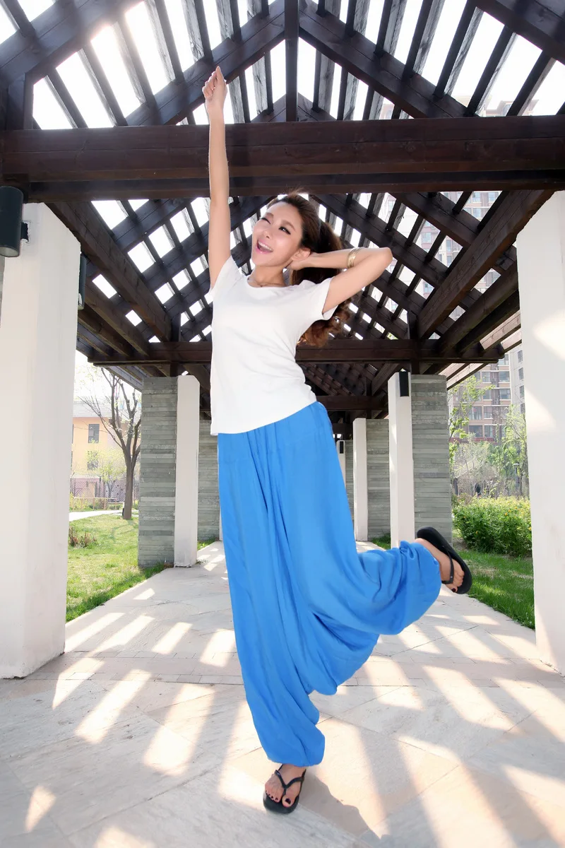 2026 Spring Women Casual Loose Harem Pants Solid Elastic Waist Summer Wide Leg Pants Plus Size Cotton Linen Trousers 4XL 5XL
