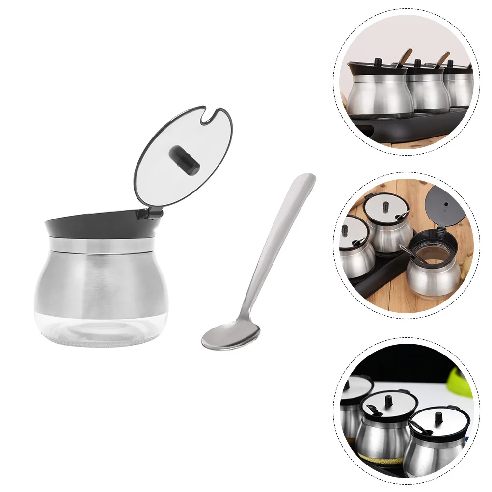 

1Set Sealed Seasoning Storage Bottle Glass Spice Container Kitchen Salt Pepper Jar Stainless Steel Cap Reusable