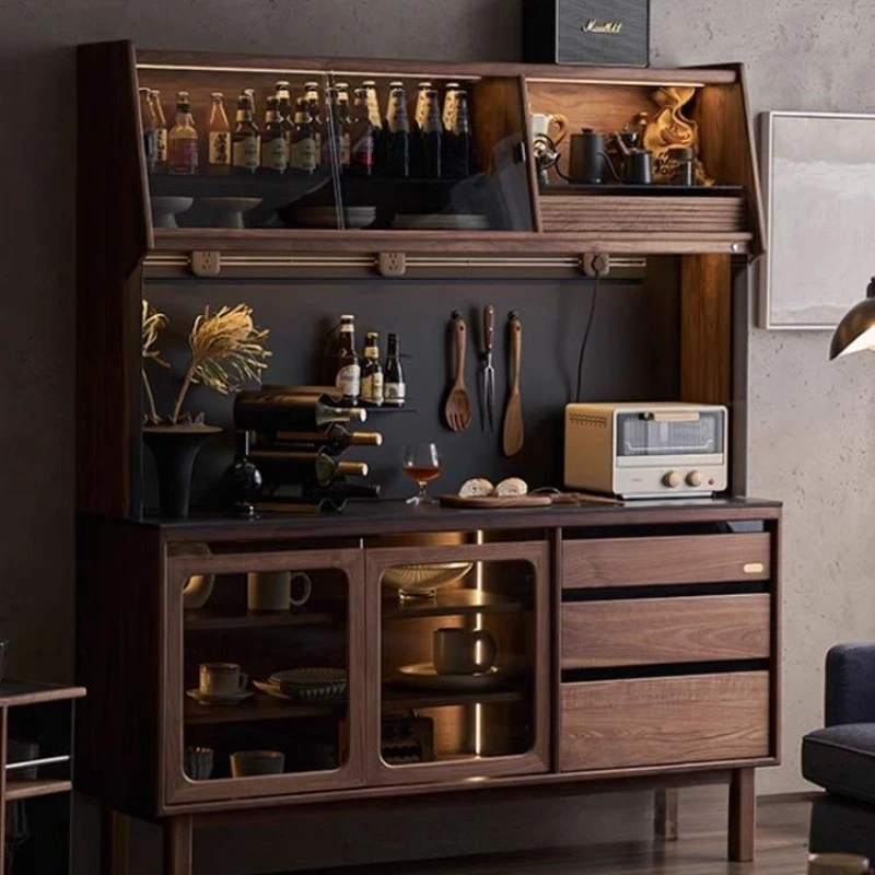 Solid wood sideboard wall-wall-integrated large-capacity storage cabinet