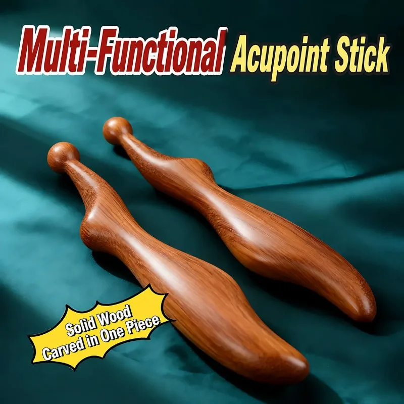 Natural Sandalwood Acupoint Massage Stick Facial Foot Meridian Dredging Trigger Point Tool Full Body Tendon Scraping Relieve view 3