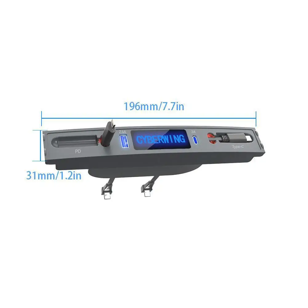 Estación de acoplamiento inteligente para Tesla Y, cargador rápido de 27W, LED, Hub de derivación USB, 4 puertos, extensión de divisor alimentada