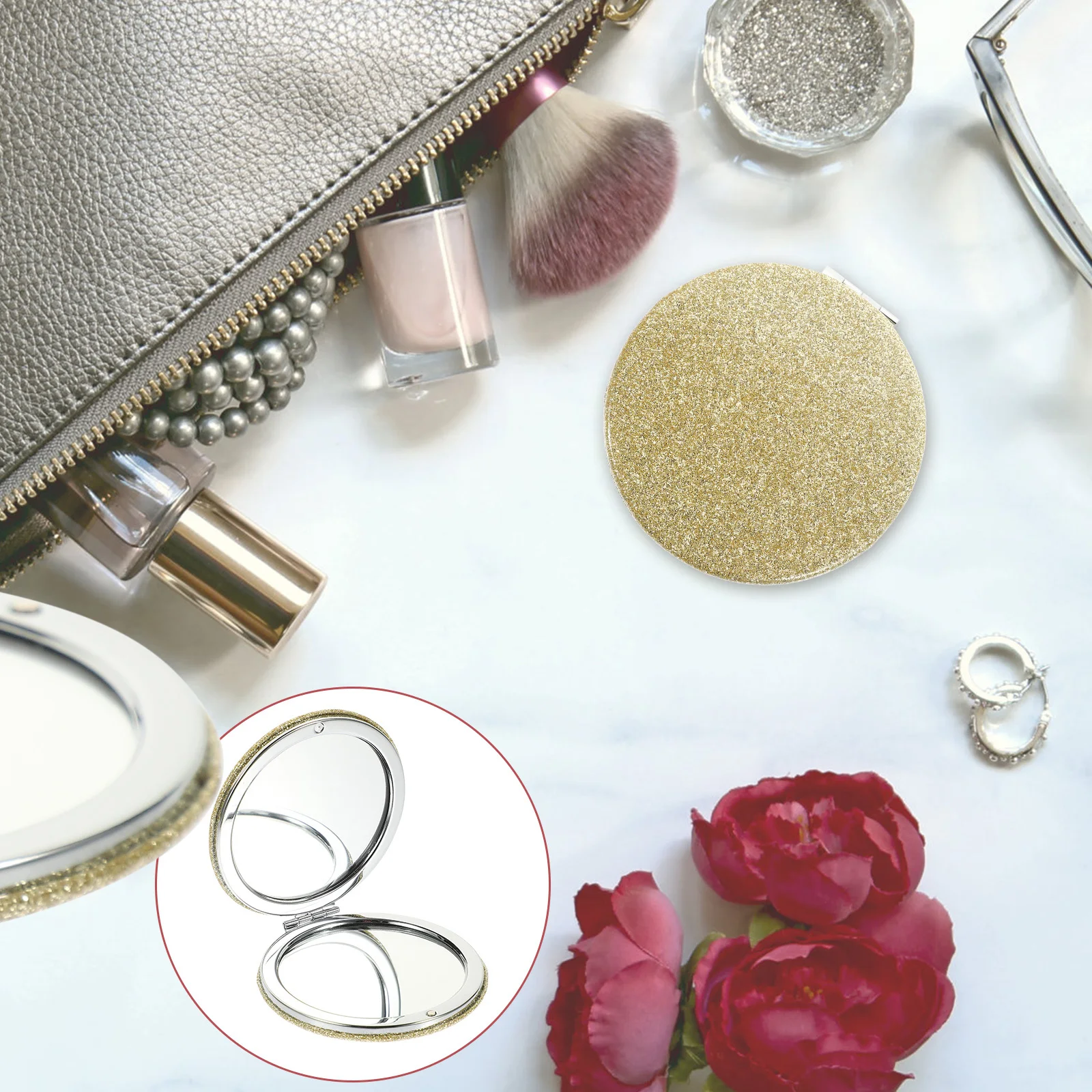 กระจกพกพาขนาดเล็ก 2 ชิ้น สำหรับสาวๆ ผู้หญิง ใส่กระเป๋าได้ พกพาสะดวก น้ำหนักเบา ขนาดพกพา ดีไซน์น่ารัก ทนทาน ใช้งานได้ยาวนาน เหมาะเป็นของขวัญ