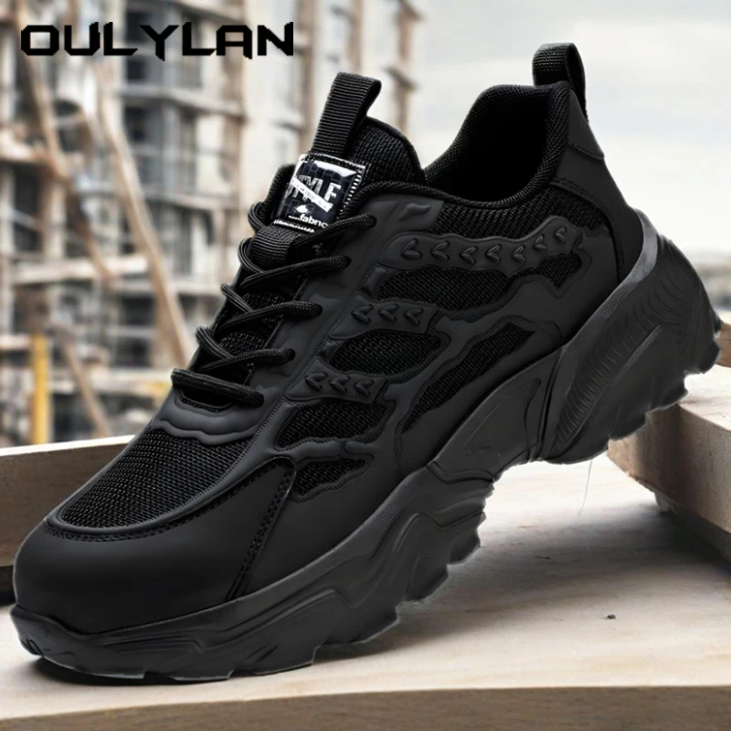 

Oulylan Puncture-proof Steel Toe Shoes Breathable Anti Slip Work Footwear Anti Smashing Thick Sole Boots Male Safety Sneakers
