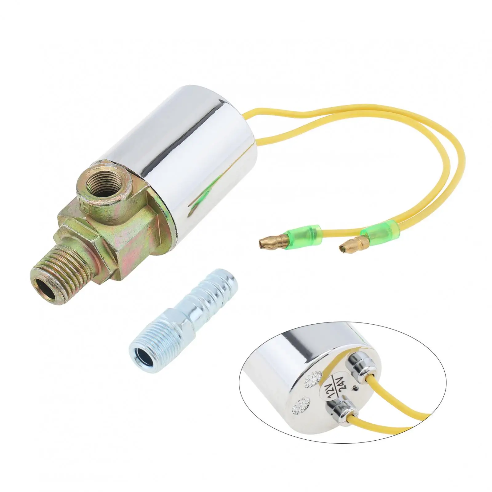

DC 12 / 24V Solenoid Air Valve 1/4 NPT Heavy Duty Chrome plated Electric Valve for Vehicle Train Truck Air Horn Kit Accessories