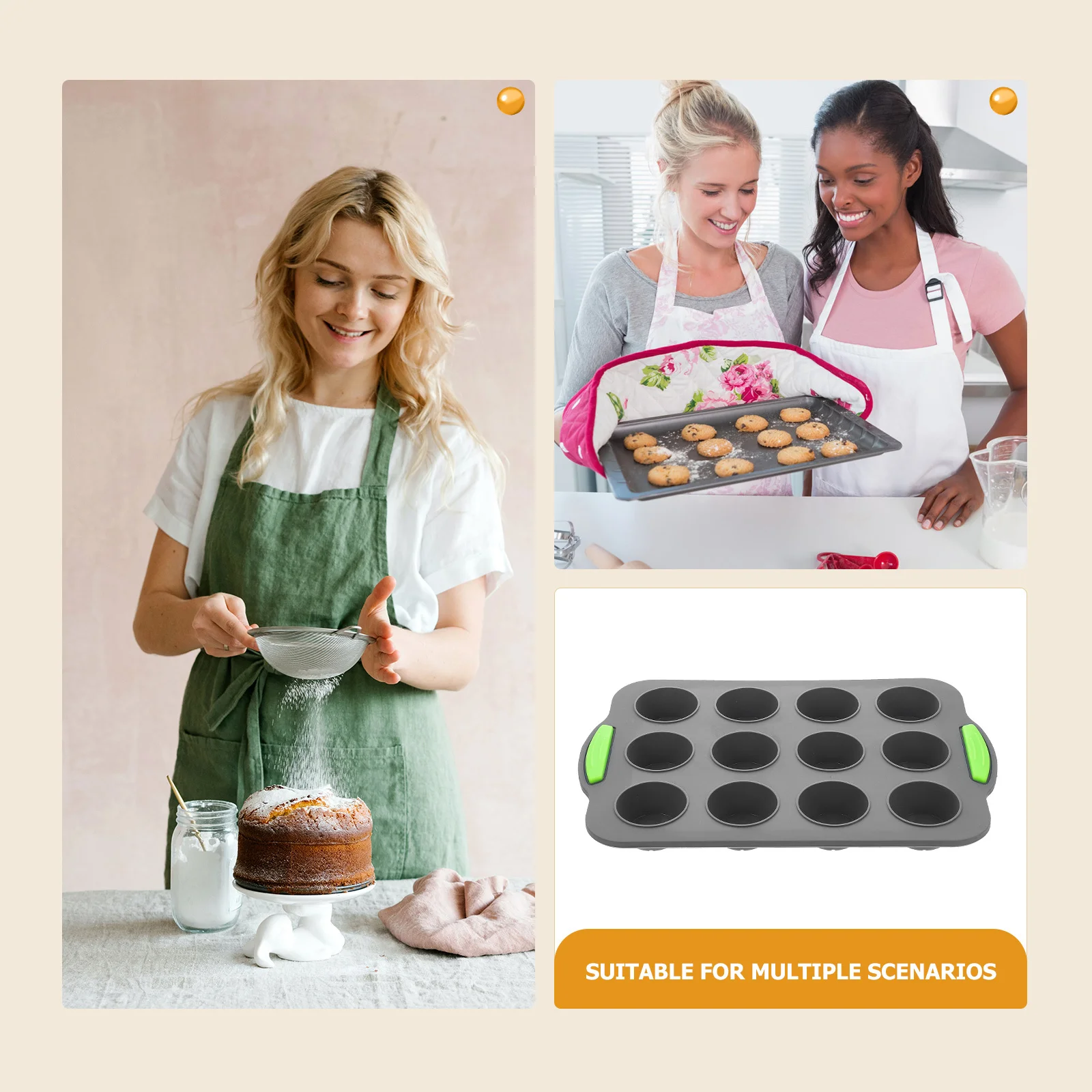 

Small Cake Muffin Mold Household Non-Stick Carbon Steel Multi-Grid Design Kitchen Baking Tool Cupcake Mold for Baking Cake
