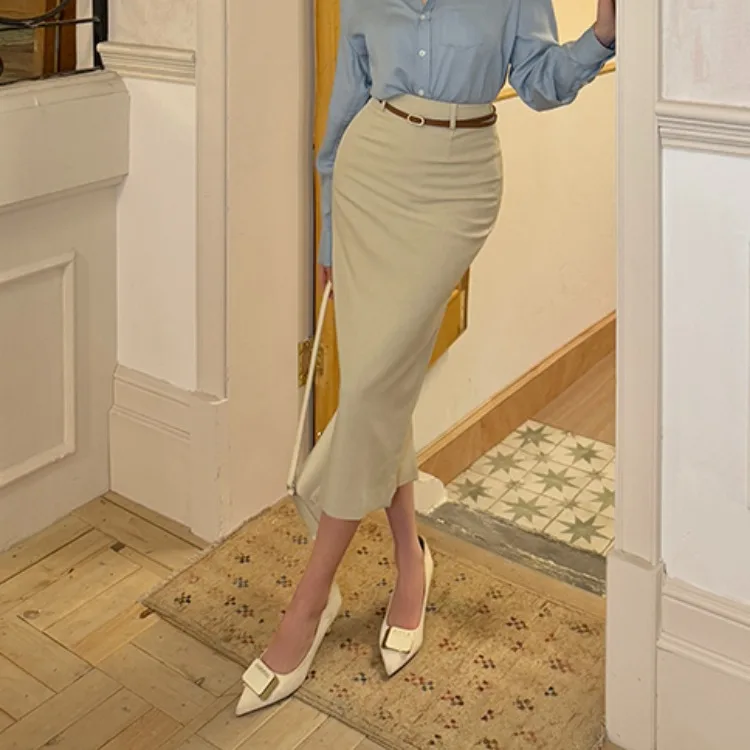 Sexy High Waist Bodycon Skirt with Slit Design Korean Style OL Lady Professional Suit Dress for Autumn And Winter New Arrival