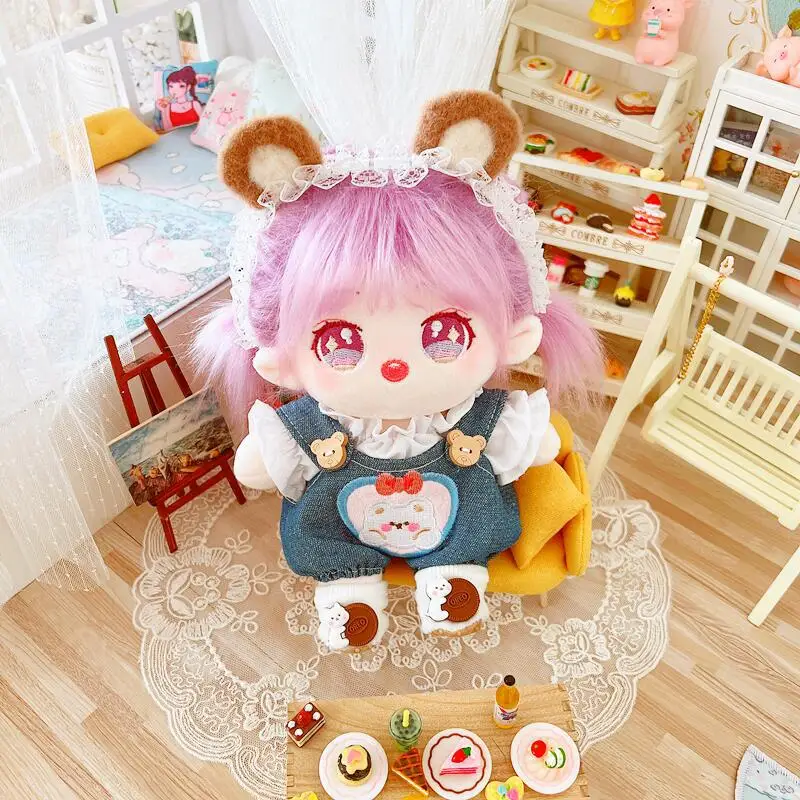 20CM Doll Clothes Lovely Overalls Dress Up Cute Plush Dolls Clothes Doll Accessories EXO idol Dolls Fans Gift DIY Toy