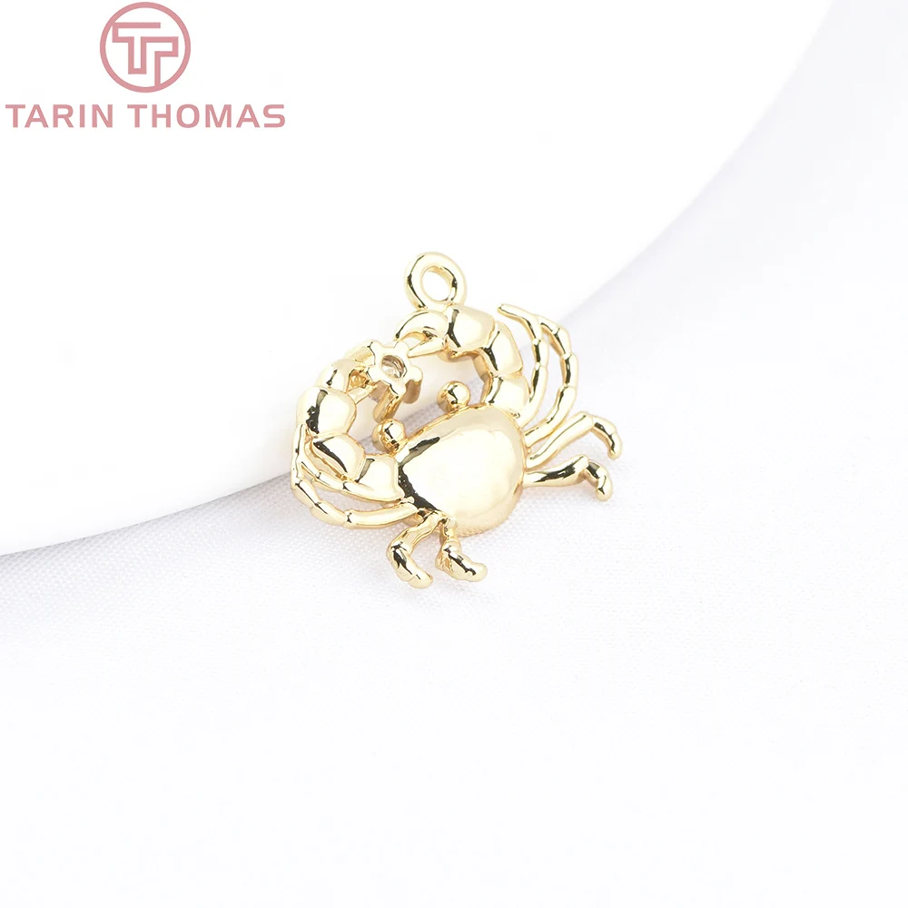 (9755) 4PCS 17x18MM 24K Gold Farbe Messing mit Zirkon Krabbenförmige Anhänger Hohe Qualität DIY schmuck Machen Erkenntnisse Zubehör – Detail 3