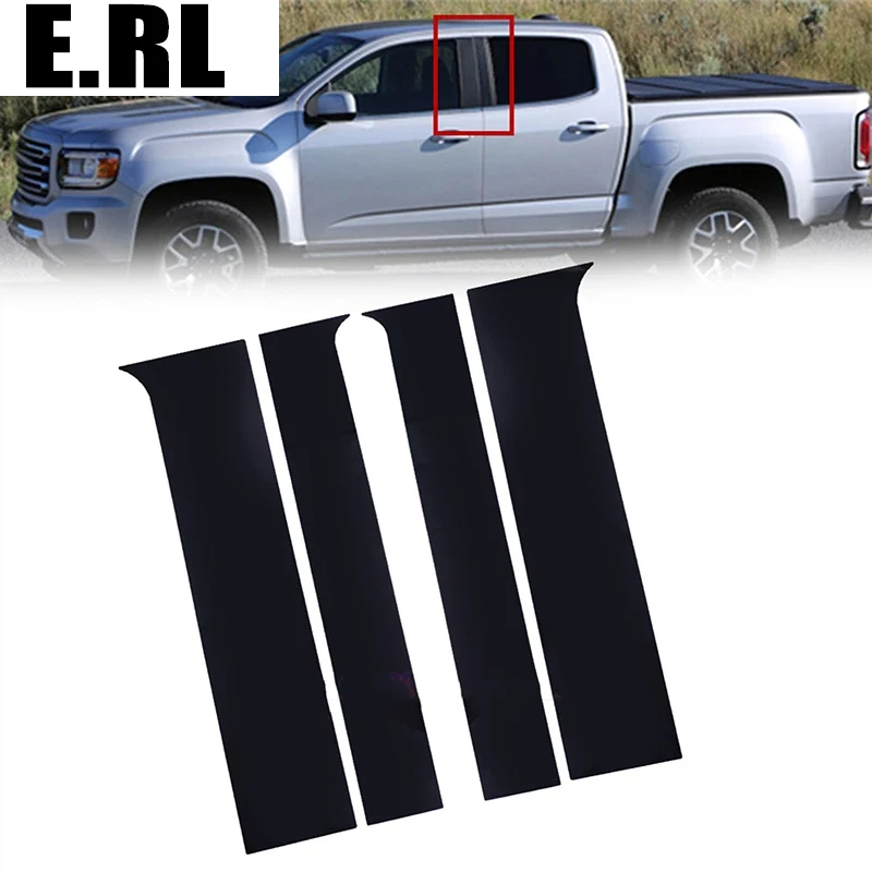 

Комплект из 4 глянцевых черных накладок на стойки дверей и окон для Chevrolet Colorado Crew Cab 2015-2022 годов, декоративные наклейки-накладки