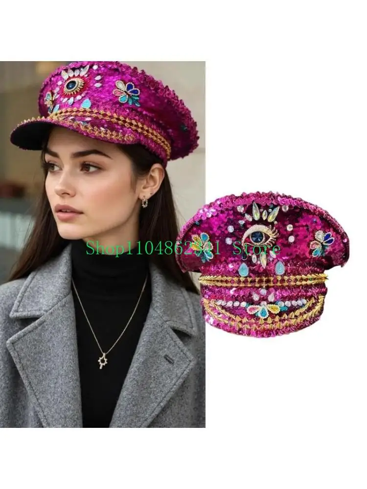 

5asd блестящая шляпа капитана, красочные стразы, крутые блестки для женщин, цветочный костюм, декоративный кристалл