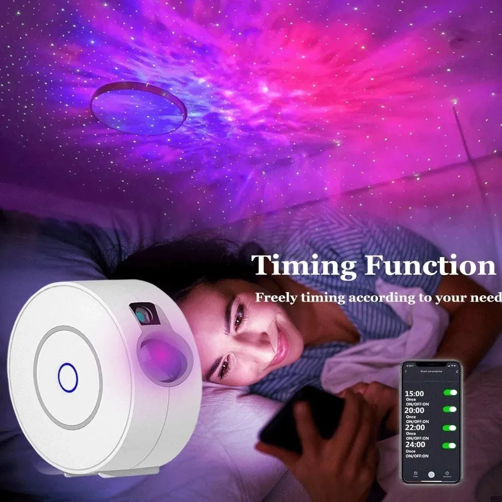 UDDALight White WiFi Star Projector Light, APP & Remote Control LED Galaxy Lamp, RGB Night Light for Home Theater Kids Room