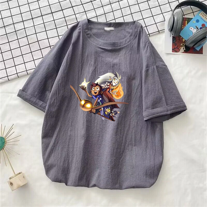 The Owl House Washed Cotton T Shirt Streetwear Short Sleeve Tshirts Men Women Summer Clothing T-shirt Tees Tops