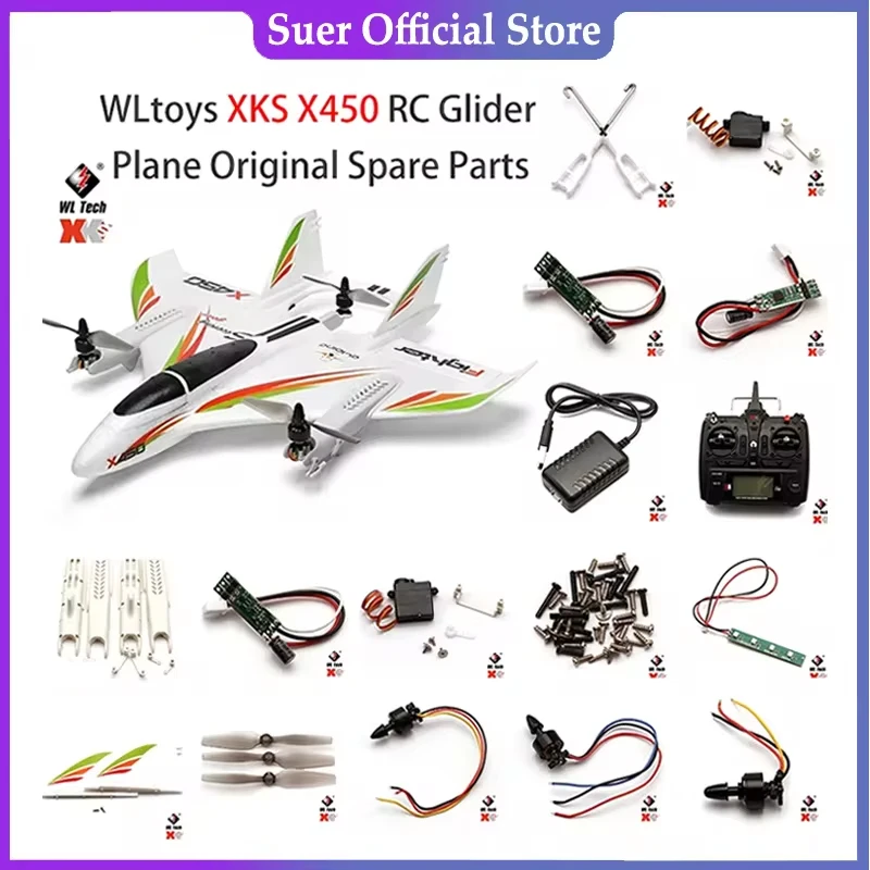 WLtoys-piezas de repuesto para avión planeador XKS X450 RC, placa de circuito del Motor, cuchillas traseras Servo, carcasa de tornillo, receptor de