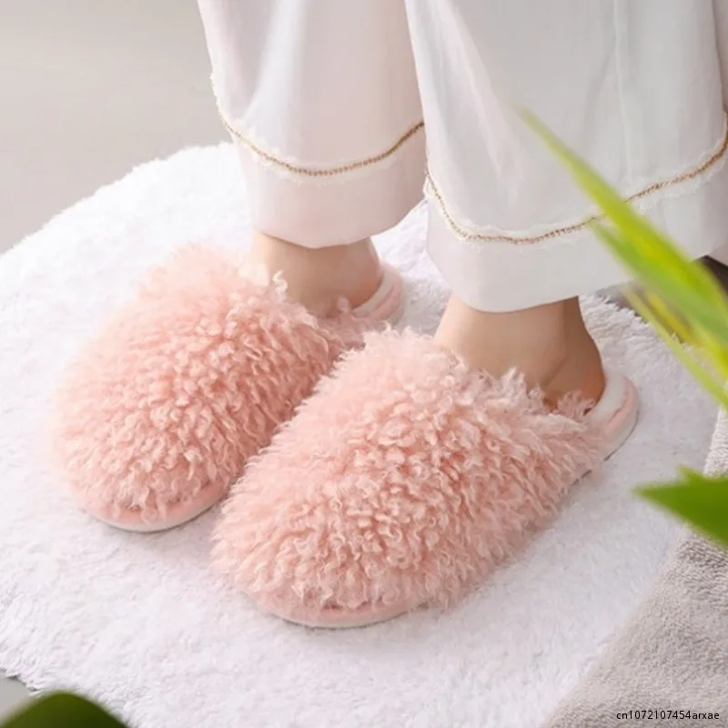 New Women Plush Slippers Comfortable Indoor Floor Slippers Leather and Fur Integrated Fur Slippers Indoor Floor New Winter 2023