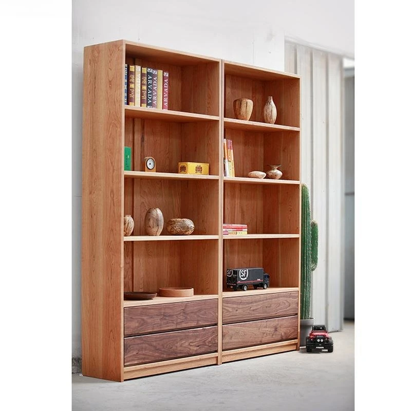 

Customizable Full Shelf Storage Display Shelf Against Wall Cherry Wood Display Locker