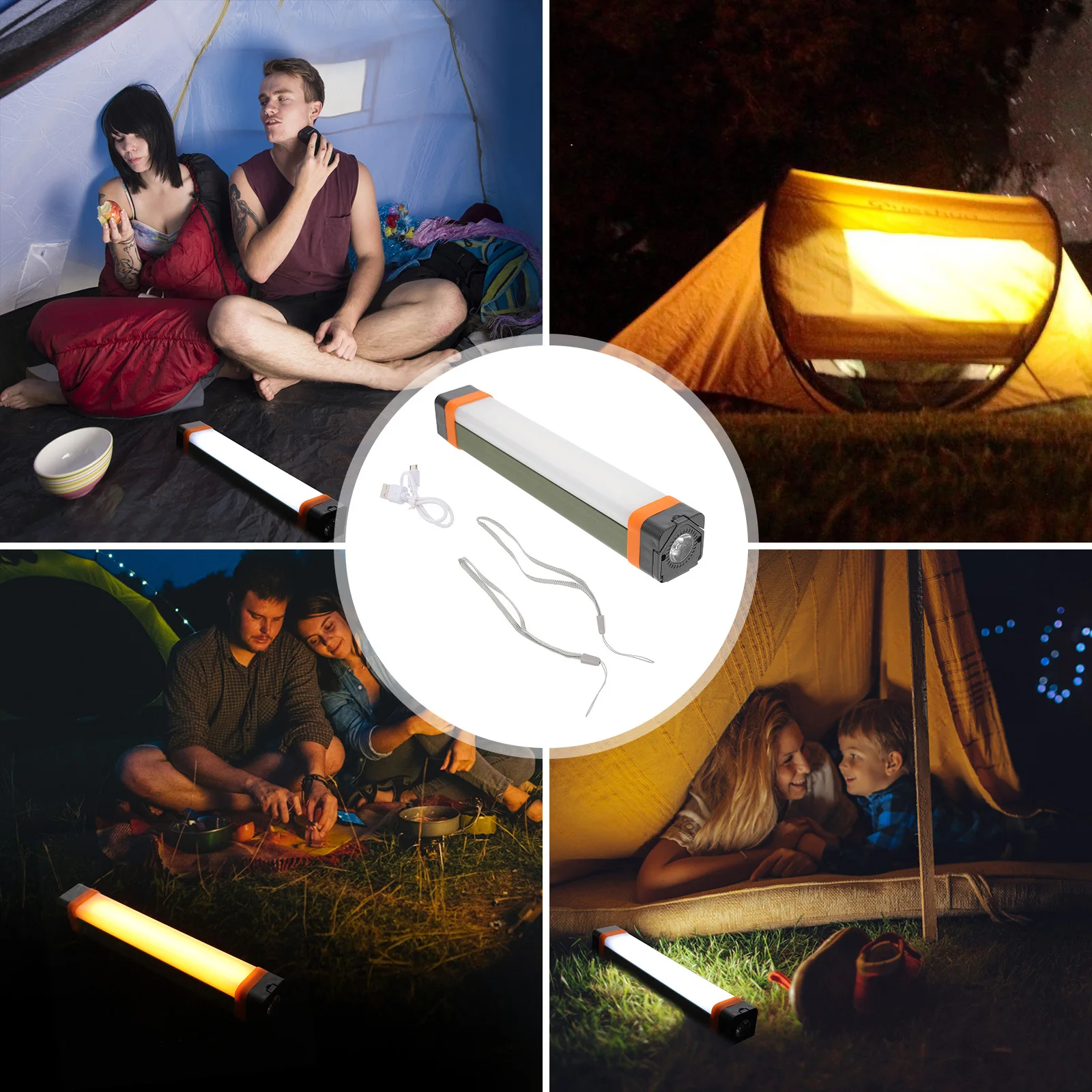 1Set LED USB Rechargeable Camping Light Compact Outdoor Tent Lamp Portable Emergency Travel Fishing Lamp USB Charged Light