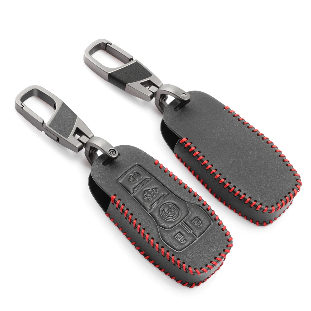 Leather Car Key Case For Ford Fusion Mondeo Mustang F-150 Explorer Edge 2015 2016 2017 2018 Car Accessories