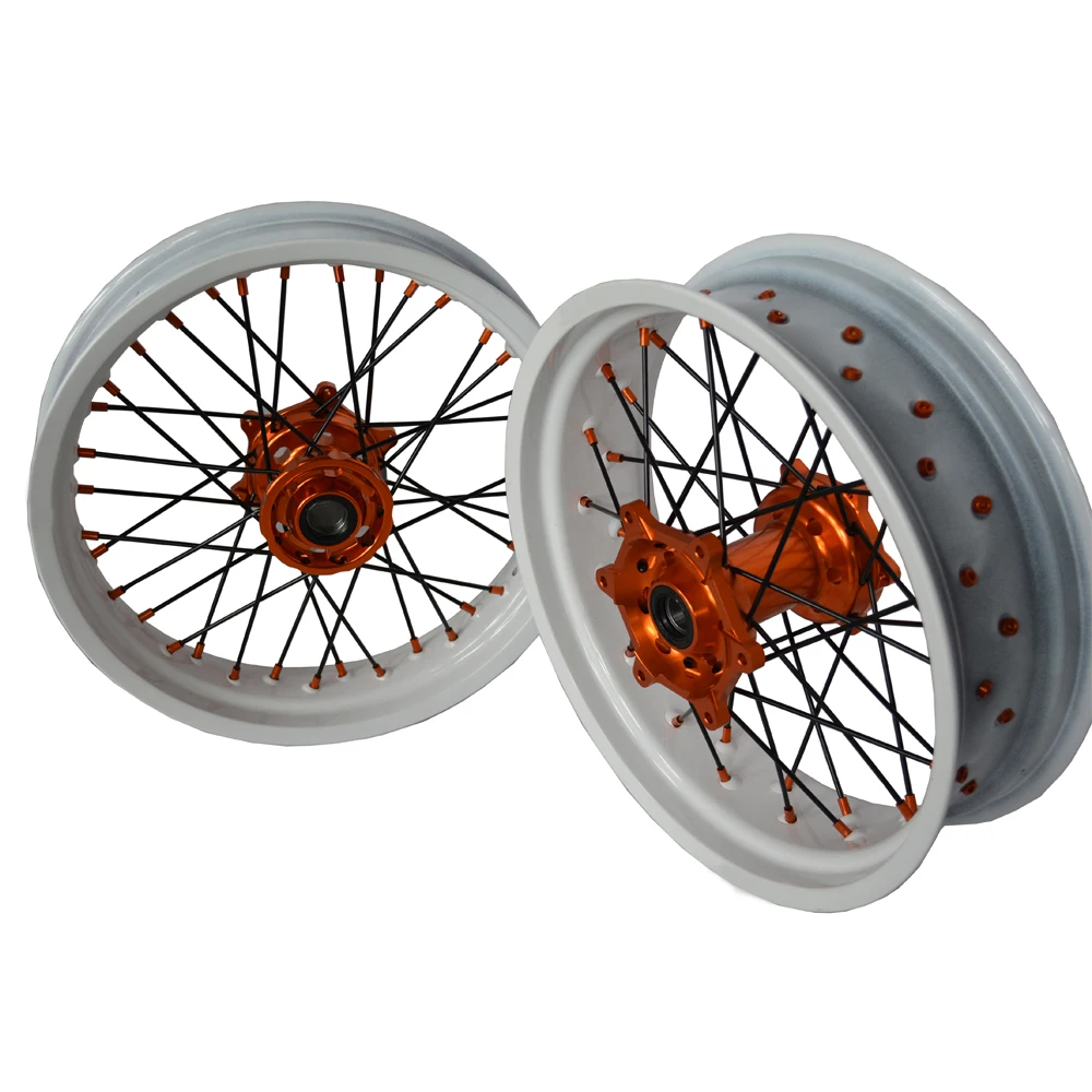 High Performance Supermoto Wheels Front 17*3.0/3.5 Rear 4.25/4.5/5.0 Wheels Set Suit For KTM EXC SXF XC-W