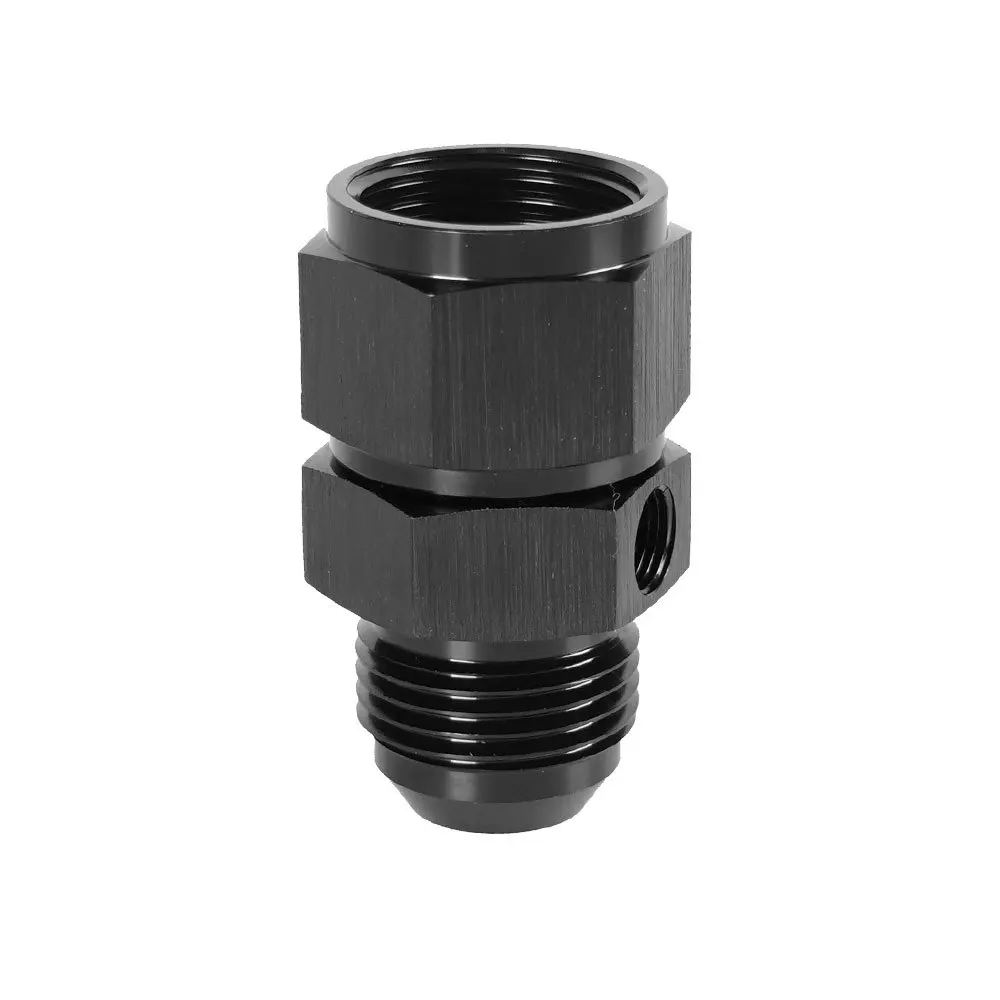 6 AN Male to 6AN Female Fuel Pressure Gauge Take Off Fitting Adapter with 1/8 NPT Side Port Aluminum Black