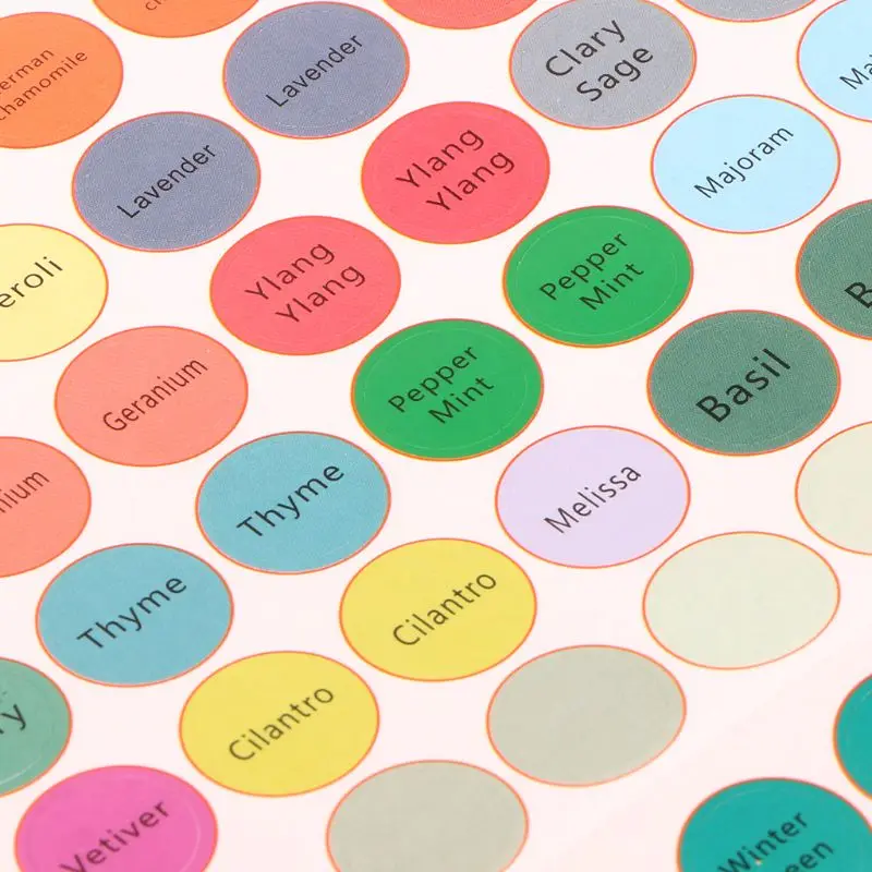라운드 병 라벨 다채로운 사전 인쇄 태그 스티커 에센셜 오일 병 데칼 에센셜 오일 병 Dropshipping에 대한 라벨
