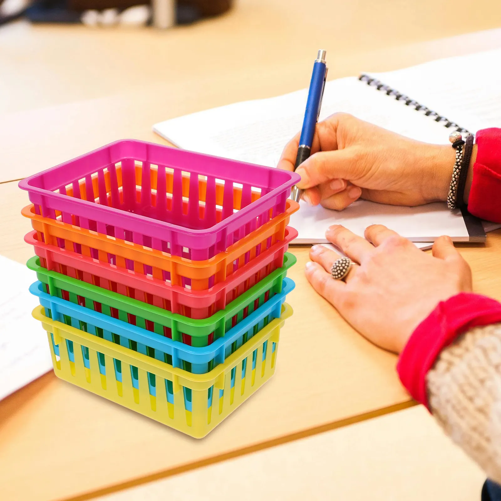 6 Pcs Classroom Supply Baskets Book Bins Organization Storage Organizers Trays Containers