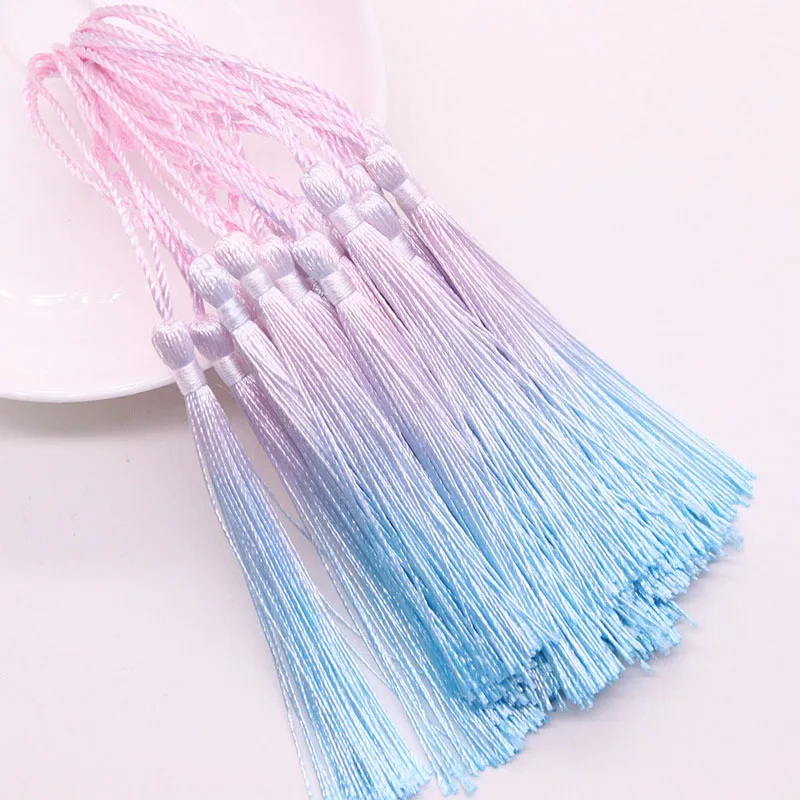 15pcs 13cm Gradient Tassels Hanging Rope Bookmark Polyester Silk Tassel For DIY Crafts Jewelry Making Accessories