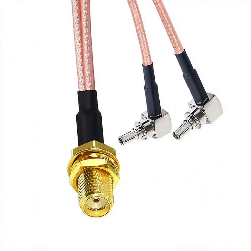 Coaxial RF Cable RP SMA Female To Dual TS9 CRC9 Y Type Splitter Connector For JX Signal Transmission Network Device Link
