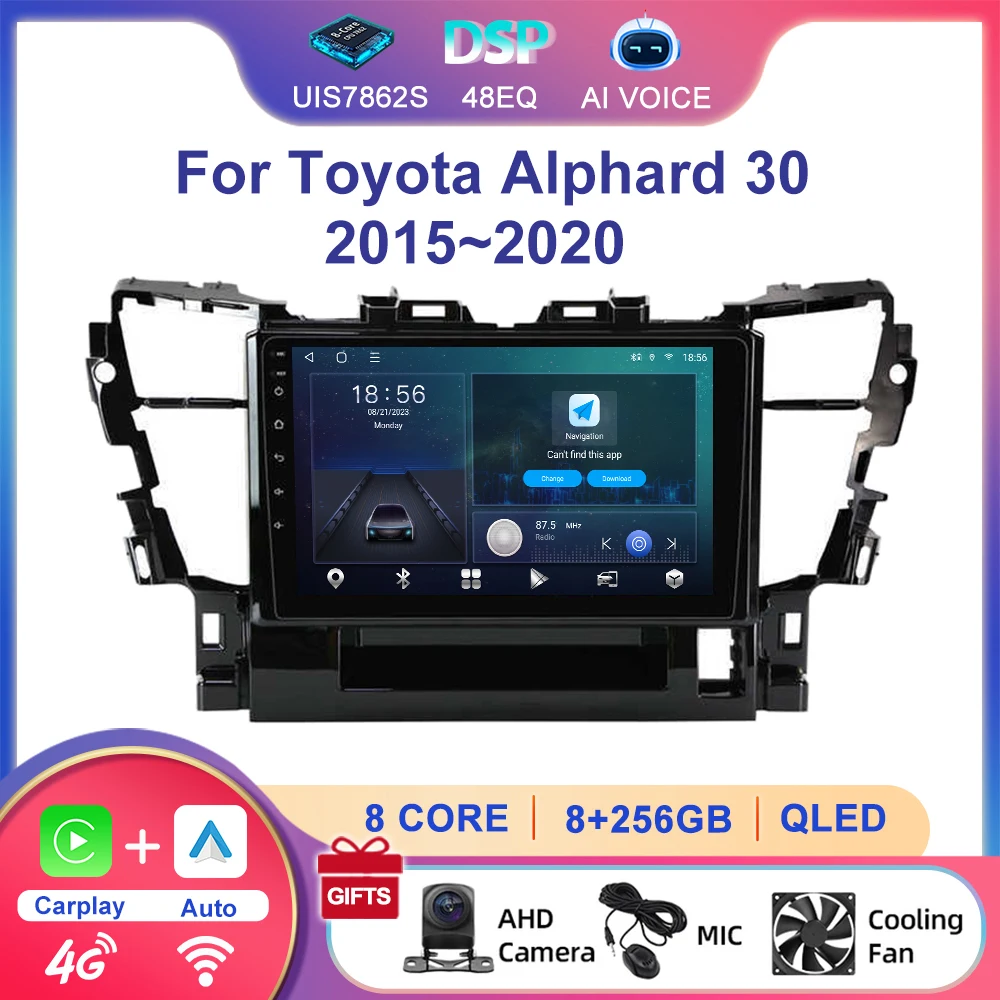 2 Din Touch Screen 10 Inch 4G Wifi DSP Multimedia GPS Stereo Radio Android Car Video Dvd Player For Toyota Alphard 30 2015~2018