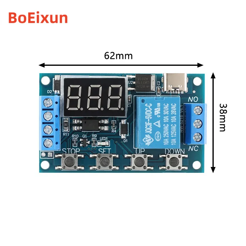 DC 6-30V Support Micro Type-c USB 5V LED Display Automation Cycle Timer Delay Control Off Switch Relay Module 6V 9V 12V 24V