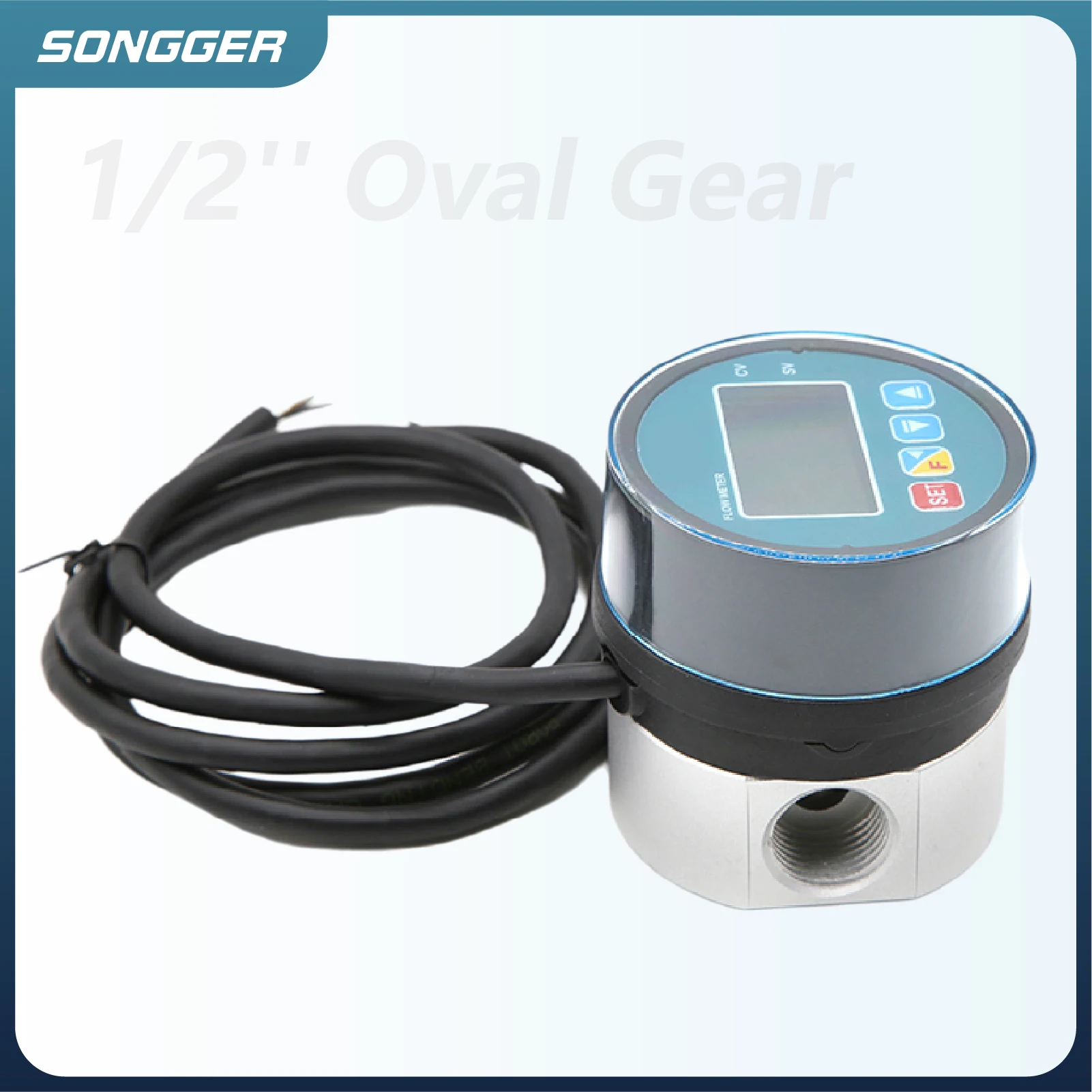 G1/2 Digital Oval Gear Fuel Flow Meter RS485 Modbus Diesel Oil Sensor Positive Displacement Stainless Steel Body