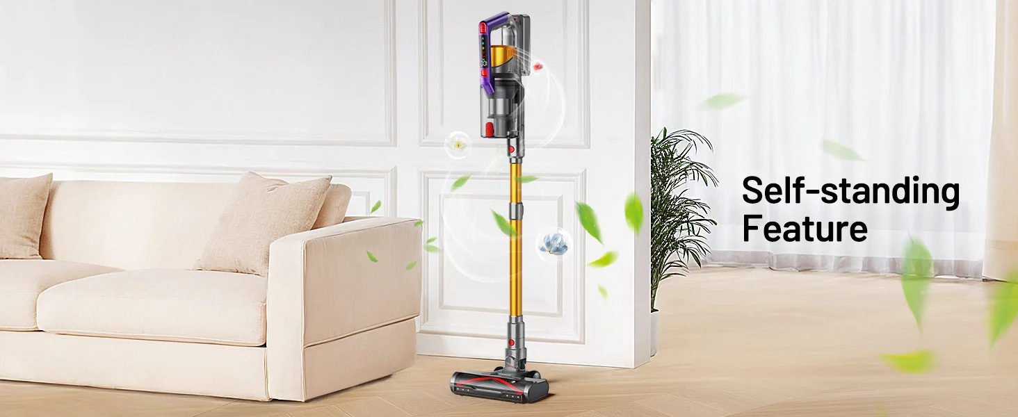 Kissof Aspirateur Balai Sans Fil 550W 45KPa – 70 Min Autonomie, LED, Anti-emmêlement, Parfumable – S17