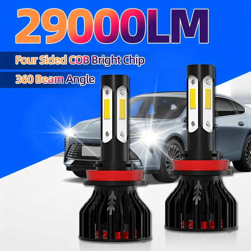 

roadsun 2pcs New Upgraded Lamps H11 High&Low Beam 180W High Power 29000LM 6000K White Bulbs Imported COB Chips Super Brightness