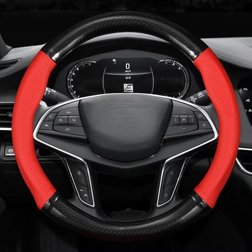 ฝาครอบพวงมาลัยหนังคาร์บอนไฟเบอร์สําหรับ VW สําหรับ BMW สําหรับ Opel สําหรับ Peugeot สําหรับ Hyundai สําหรับ Ford สําหรับ Mazda สําหรับ Toyota สําหรับ Honda