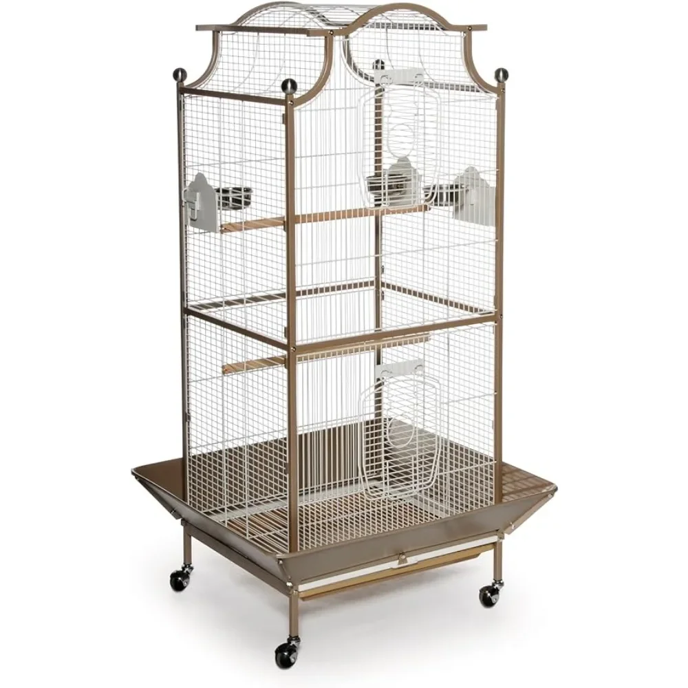 

Bird cage, cocoa cream color, 24.0 inches long x 22.0 inches wide x 58.5 inches high, bird cage