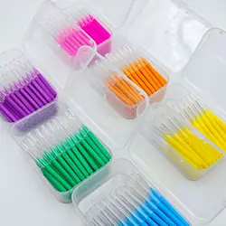 60Pcs 0.6-1.5mm Interdental Brushes Health Care Tooth Push-Pull Escova Removes Food and Plaque Better Teeth Oral Hygiene Tool