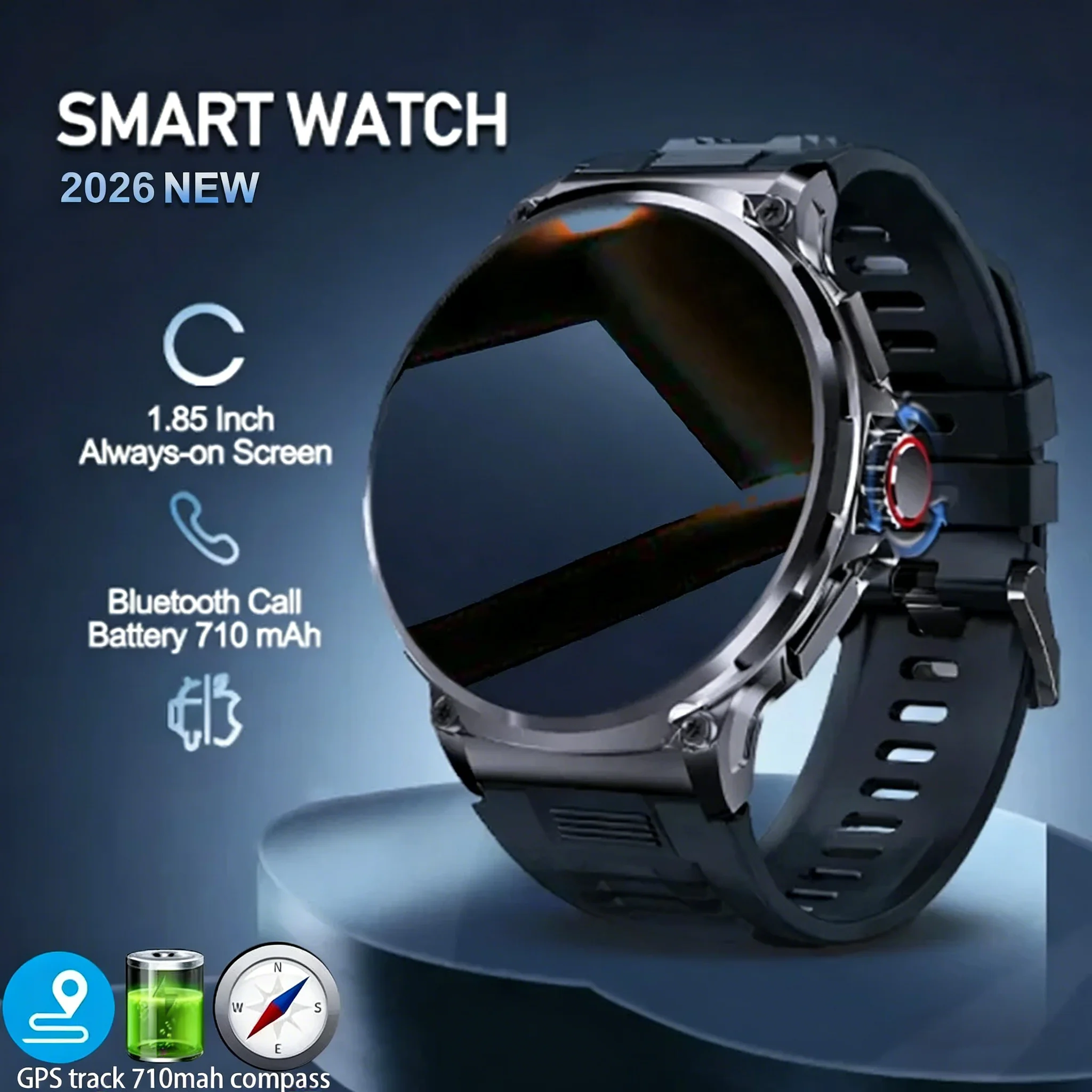 

2026 New V69 Smart Watch 1.85 Inch HD Amoled TFT Bluetooth Call Men's Sports Fitness Tracker Heart Monitor 710mAh Men Smartwatch