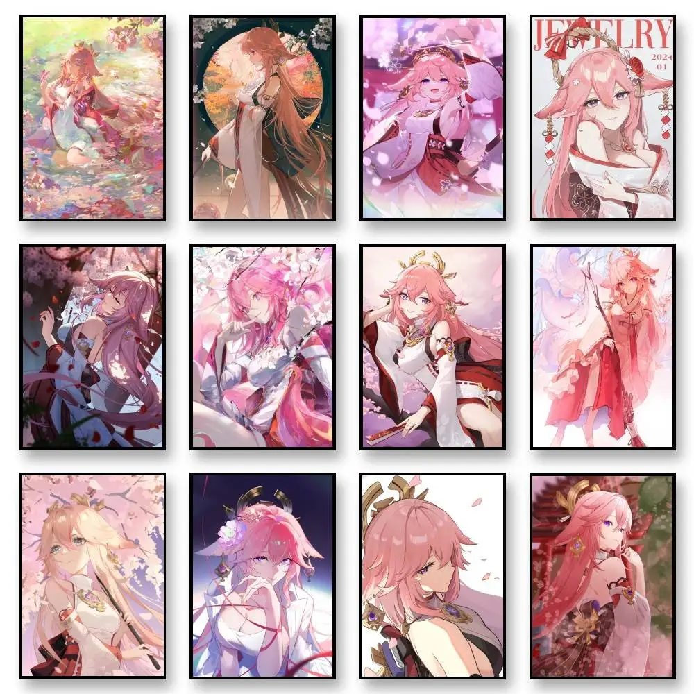 Yae Miko Genshin Impact Poster Wall Art For Study Living Room Decor Unique Home Decoration Picture