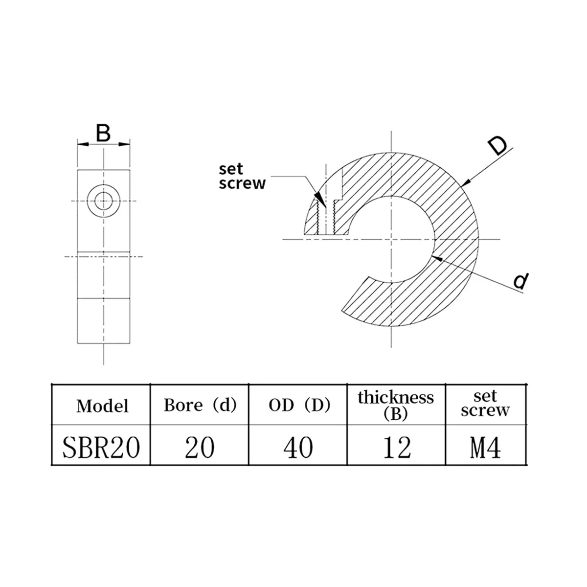 4pcs SBR20 Linear Rail Stop Collars Aluminum Alloy Shaft Limit Fixing Rings with Screw,Linear Rail Shaft Stop Collars HOT