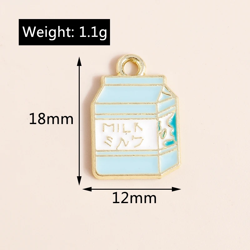 20pcs 12x18mm Cute Enamel Milk Drink Charms Pendants for Jewelry Making Drop Earrings Necklaces Bracelets DIY Crafts Accessories