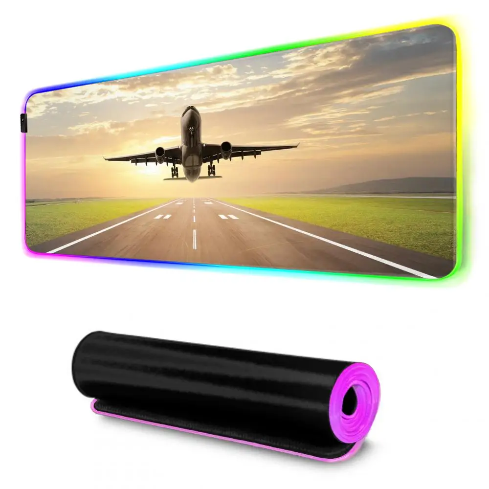 Aviation Airplane Mouse Pad XXL RGB Mouse Pad Kawaii Gaming Accessories Computer keyboard Large Led Desk Mat Backlight Mousepad