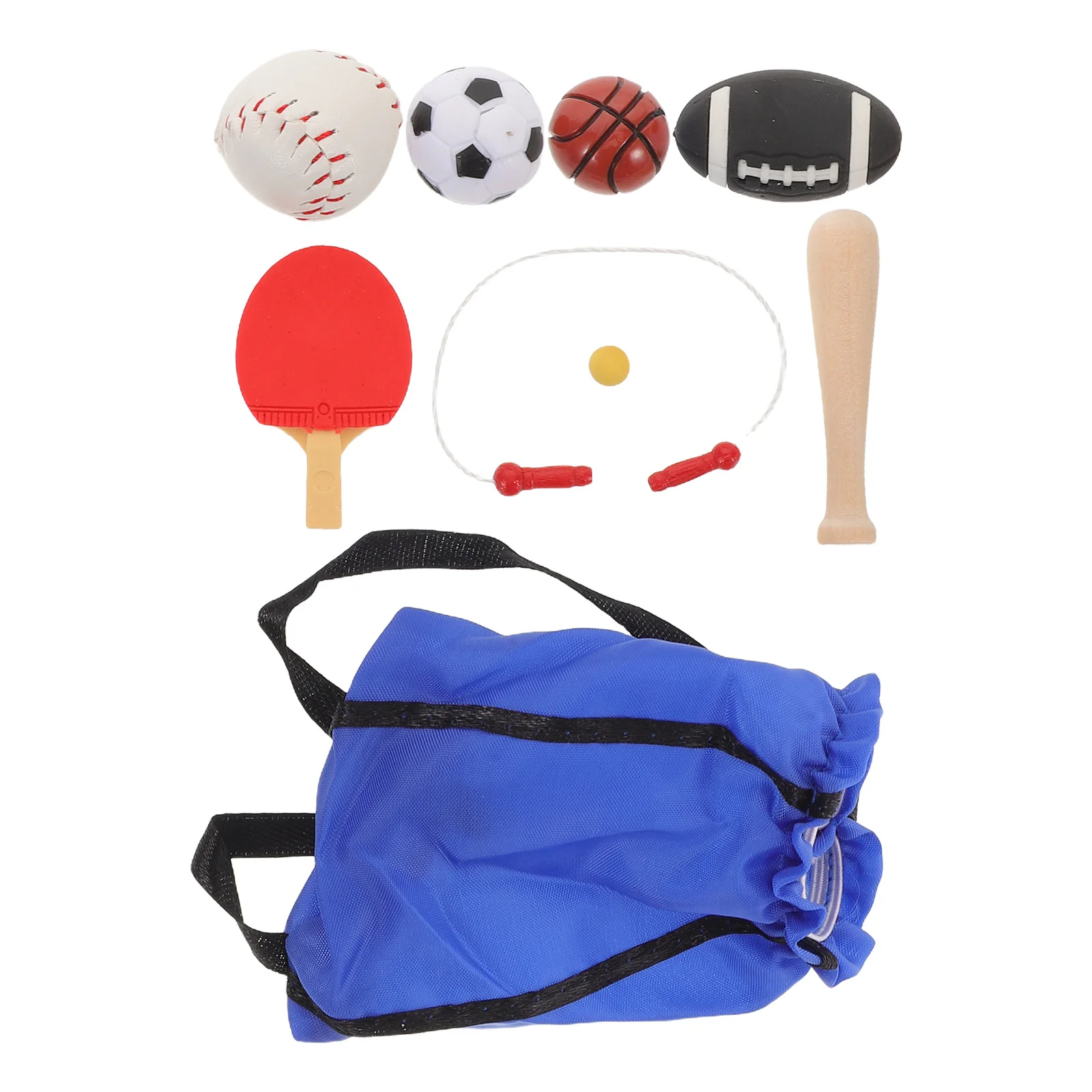 1 مجموعة 1 مجموعة مجموعة رياضية صغيرة لبيت الدمى لوازم رياضية مصغرة واقعية مع كرة السلة كرة القدم كرة القدم حبل القفز المحمولة #3