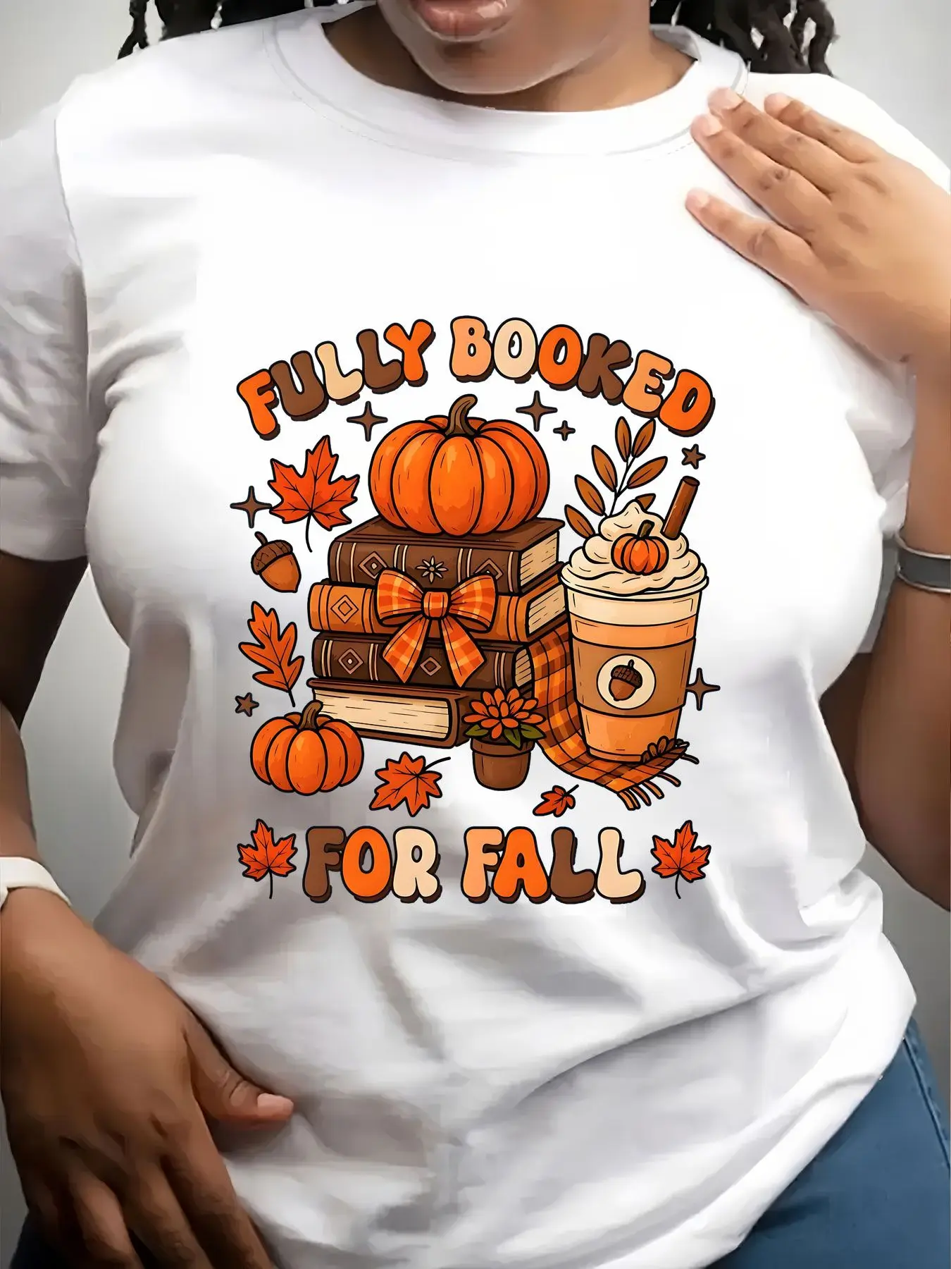 Women's Trendy Crew Neck T-Shirt Fully Booked for Fall Design Suitable for Casual Sportswear