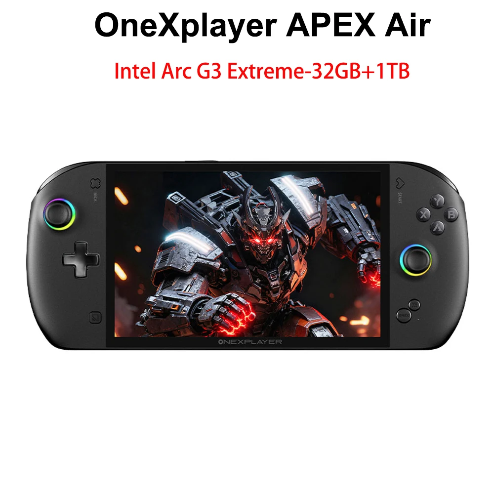 OneXPlayer Apex Air Intel Arc G3 Extreme Портативная игровая консоль с 8-дюймовым 120Гц LCD-дисплеем, 32 ГБ/1 ТБ памяти, функция разблокировки по отпечатку пальца.