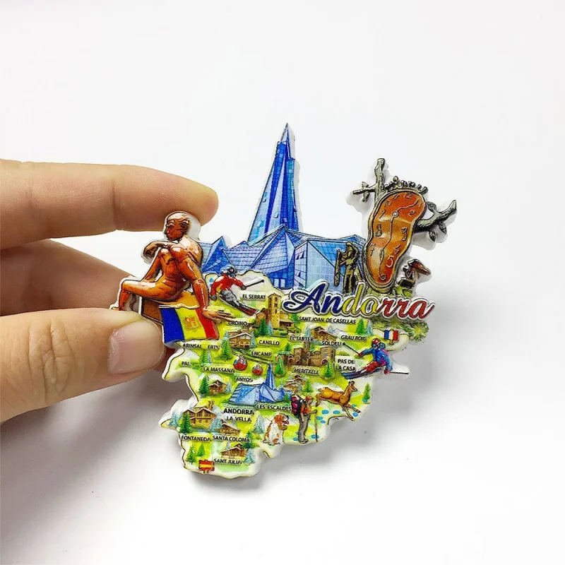 

Andorra Souvenir Fridge Magnets 3D Resin - Grand Valira Ski & Casa de la Vall, Aimants Frigo Strong Magnet Room Decoration