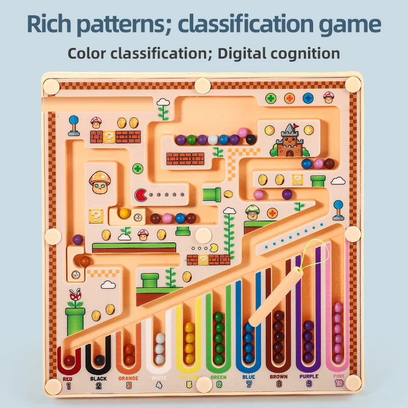 A Magnetic Maze Advanced Bead-Moving Mathematical Logical Thinking Classification Cognitive Education Educational Early Education Toy for Children, Visual, Intellectual Development, Hands-On and Brain Use