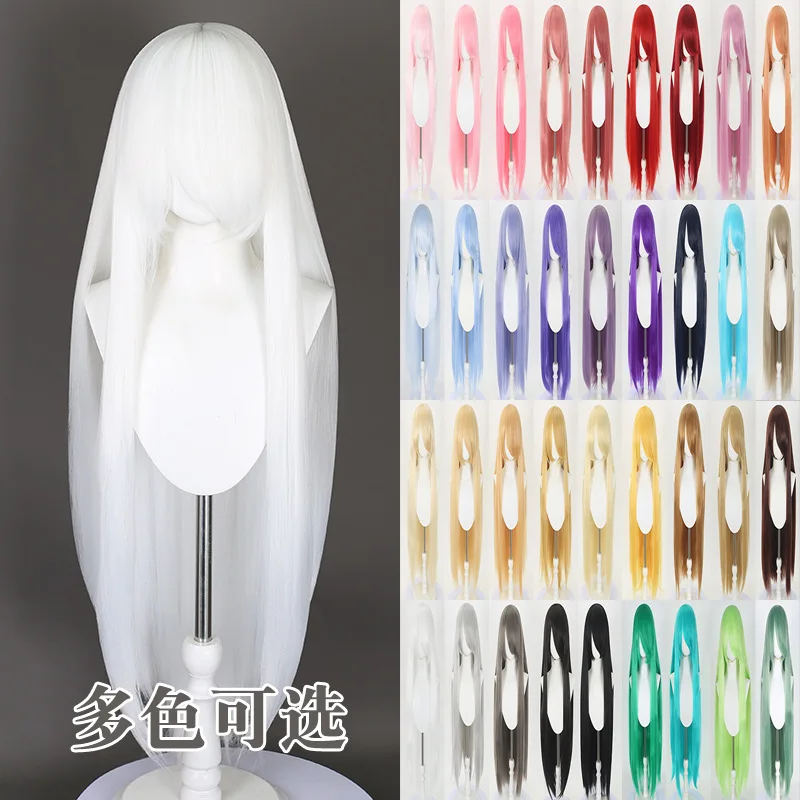 100CM Universele Middenscheiding Wit Acryl Wallen Krullend Maïs Krul Cosplay Pruik Acryl