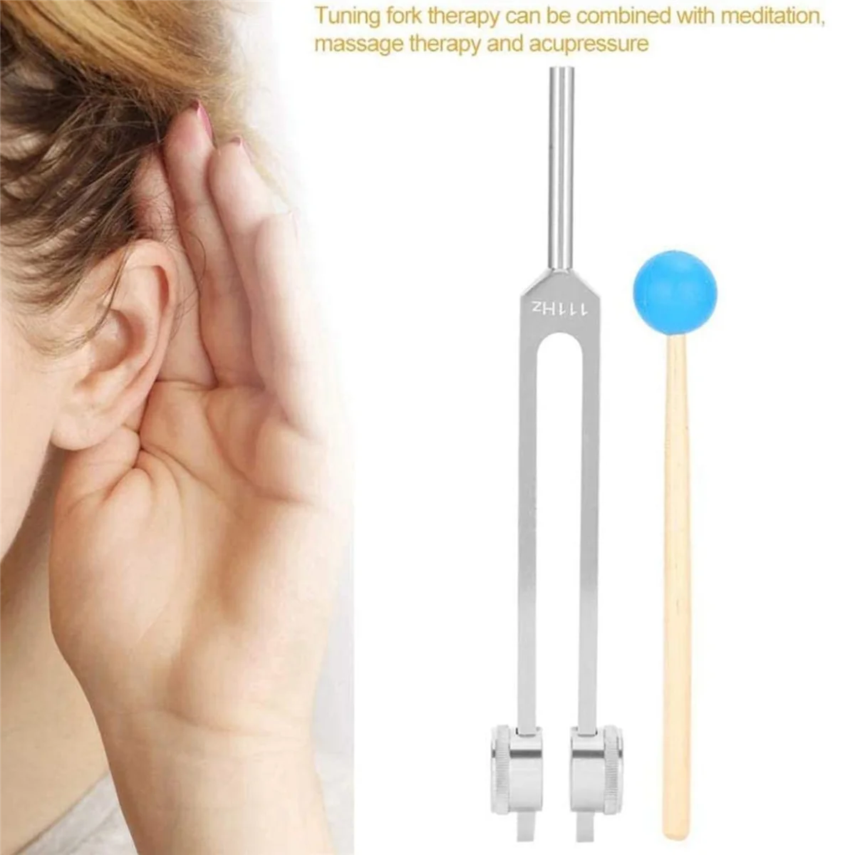 شوكة ضبط من سبائك الألومنيوم ABGN 3X، شوكة ضبط 111 هرتز مع مطارق لاختبار الجهاز العصبي وعلاج شفاء الصوت، فضي