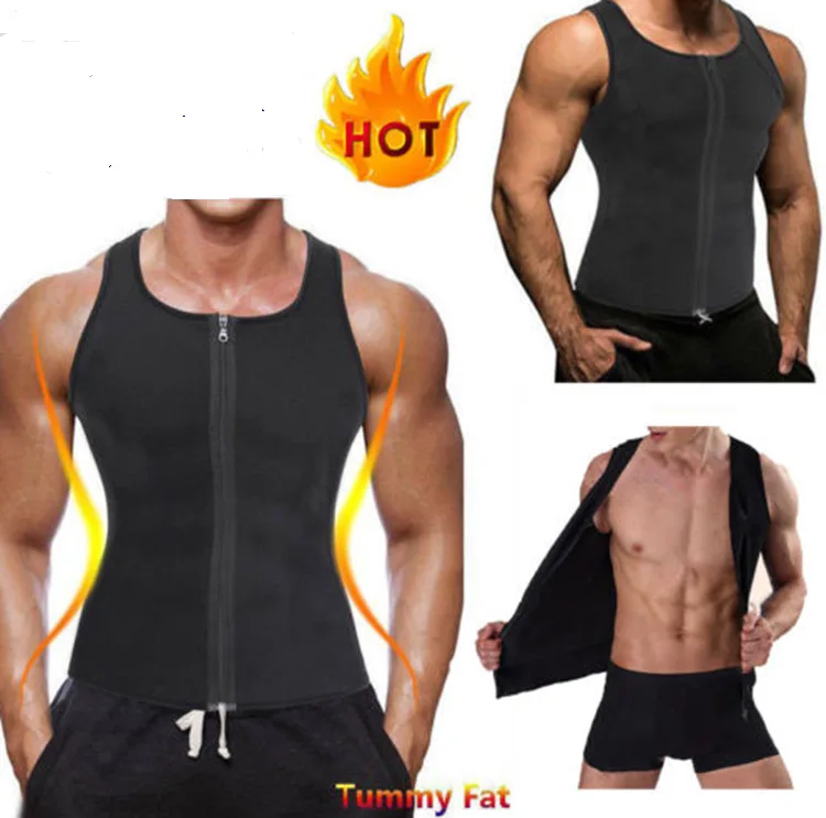 Cross-border men\'s sports shapewear zipper vest sweat suit neoprene sweating European and American fitness corset