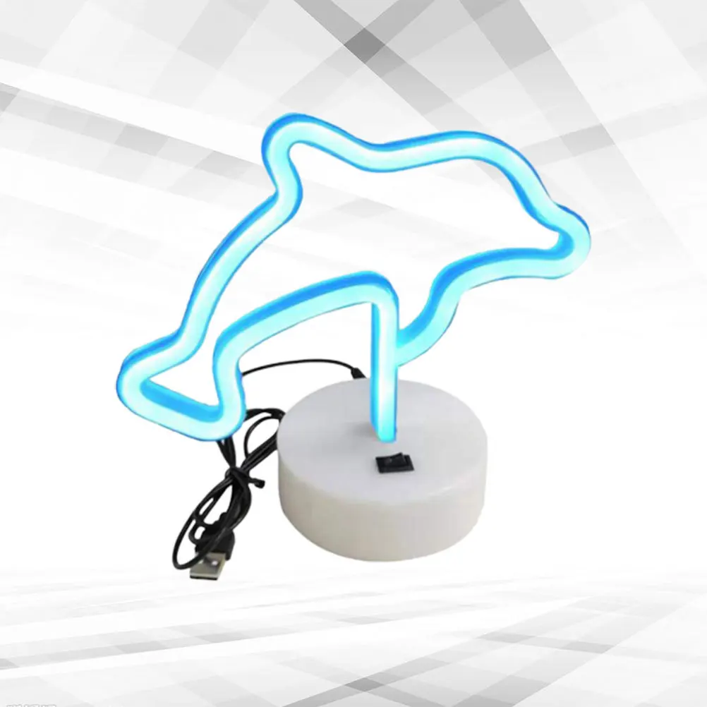 مصباح على شكل دولفين إضاءة نيون LED ضوء ليلي تصميم إبداعي فريد من نوعه للمنزل والمكتب والحفلات والمقهى ديكور ضوء ليلي #2